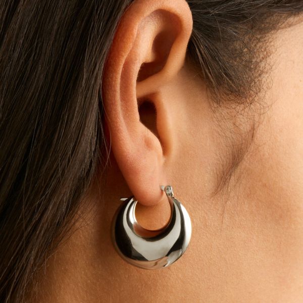 Najo - Billows puffed crescent hoop earrings in sterling silver