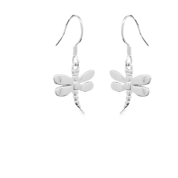 Dragonfly hook earrings in sterling silver