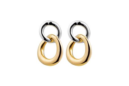 Najo - Tranquila double circle drop stud earrings in gold plated sterling silver