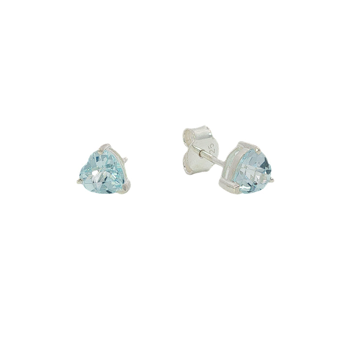 Blue topaz heart stud earrings - 6mm
