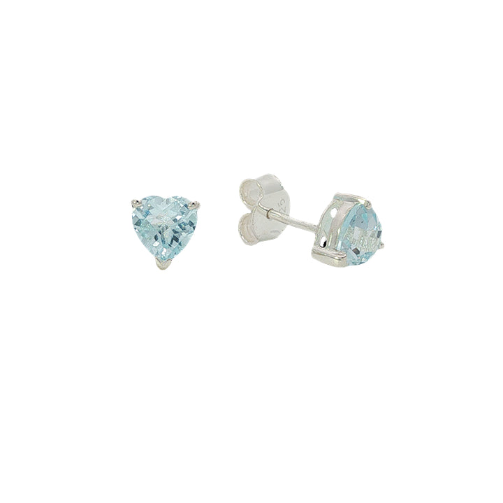 Blue topaz heart stud earrings - 6mm