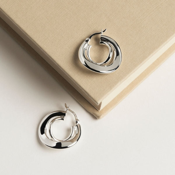 Najo - Baby strudel double hoop earrings in sterling silver