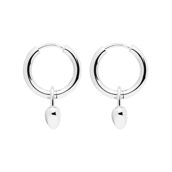 Najo - Amore huggie earrings with heart charm in sterling silver