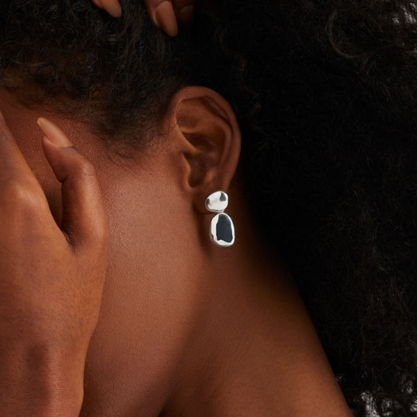 Najo - Double pebble drop earrings in sterling silver
