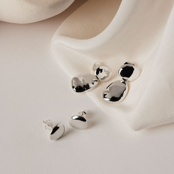 Najo - Double pebble drop earrings in sterling silver
