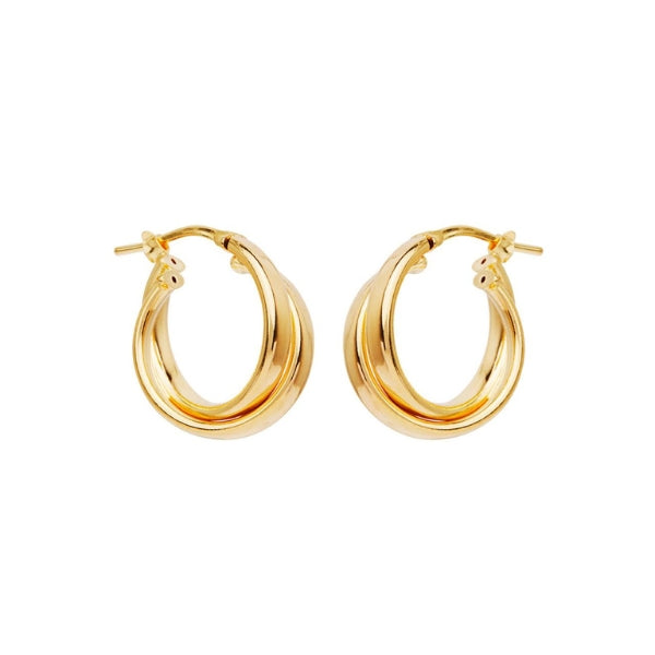 Najo - Sunshine hoop interlocking earrings in gold plated sterling silver