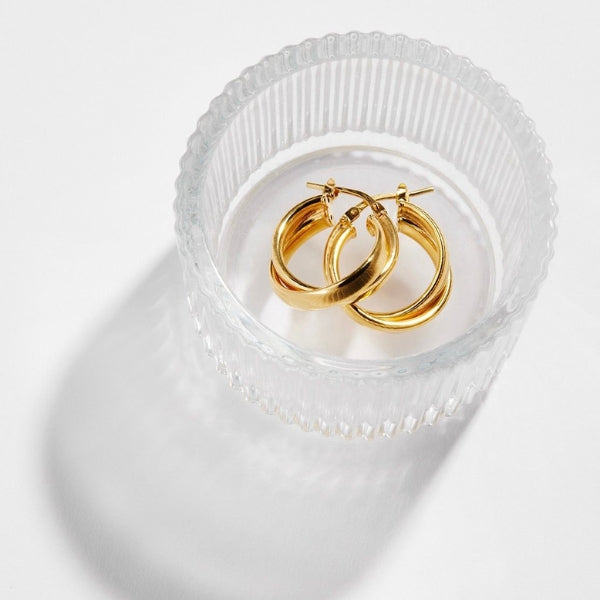 Najo - Sunshine hoop interlocking earrings in gold plated sterling silver