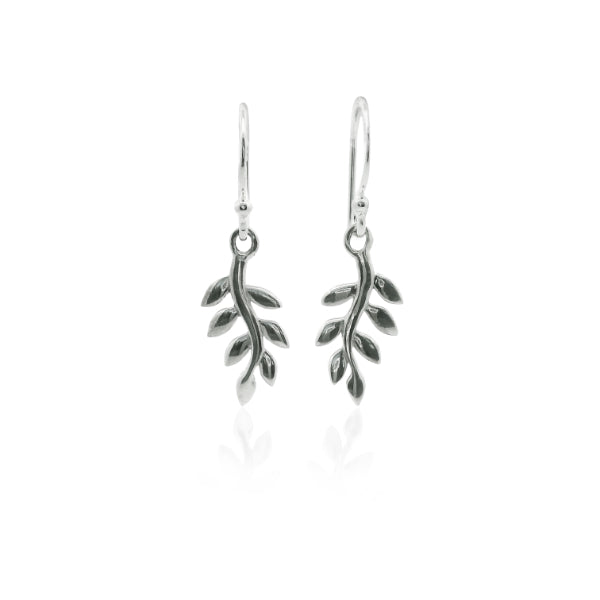 Leaf drop earrings in sterling silver