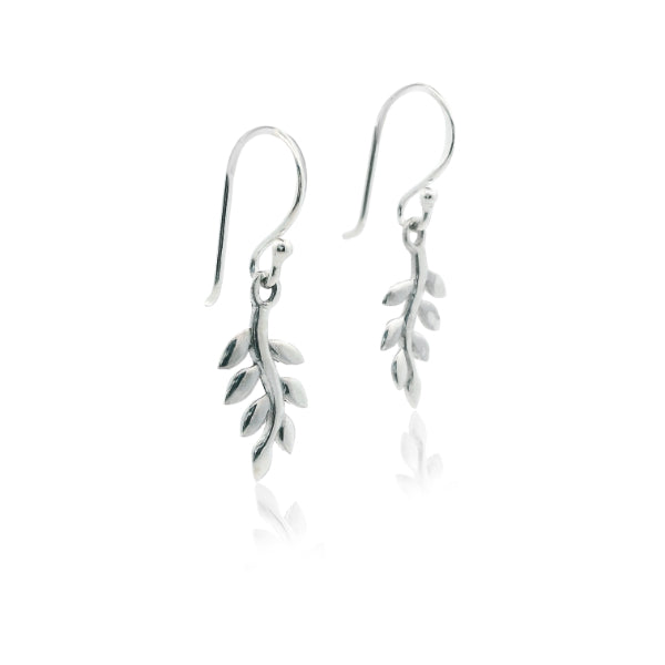 Leaf drop earrings in sterling silver