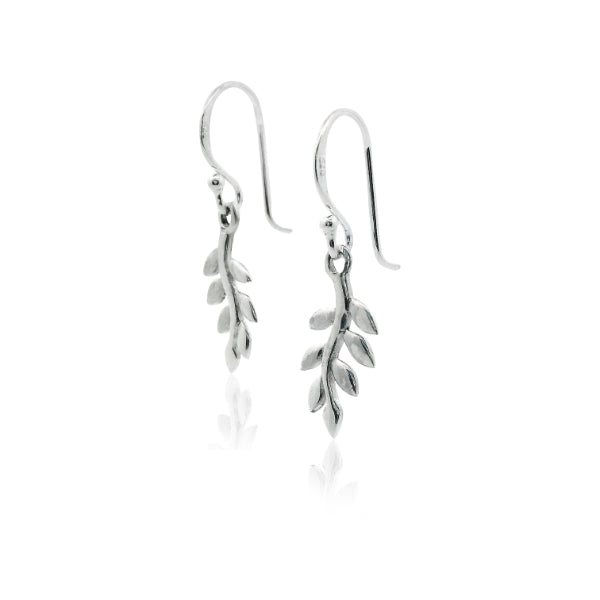 Leaf drop earrings in sterling silver
