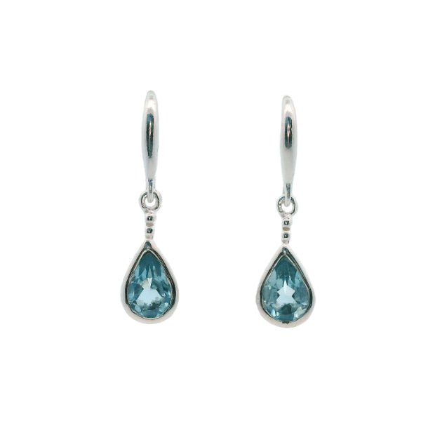 Blue topaz teardrop earrings in sterling silver