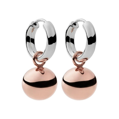 Najo - Shayla huggie earrings in sterling silver with rose gold plated ball charm