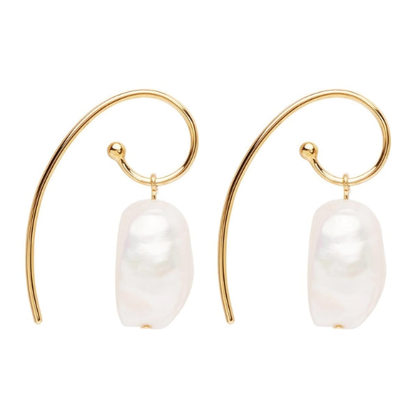 Najo - Seabell baroque pearl earrings on gold plated silver curl hooks