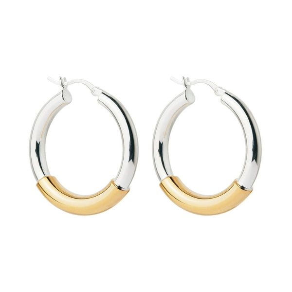 Najo - Amalfi two tone tube hoop earrings in sterling silver and gold plating