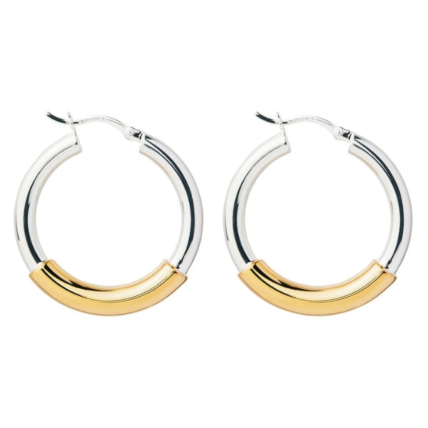 Najo - Amalfi two tone tube hoop earrings in sterling silver and gold plating