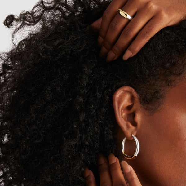 Najo - Amalfi two tone tube hoop earrings in sterling silver and gold plating