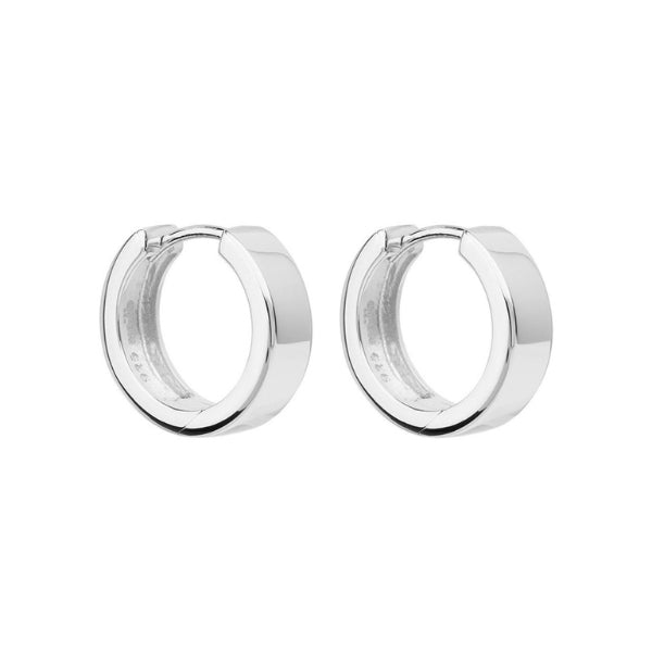 Najo - Silver 16mm straight sided huggie hoops