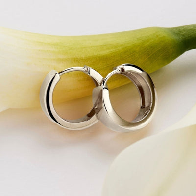 Najo - Silver 16mm straight sided huggie hoops