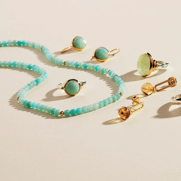 Najo - Amazonite hook earrings in gold plated sterling silver