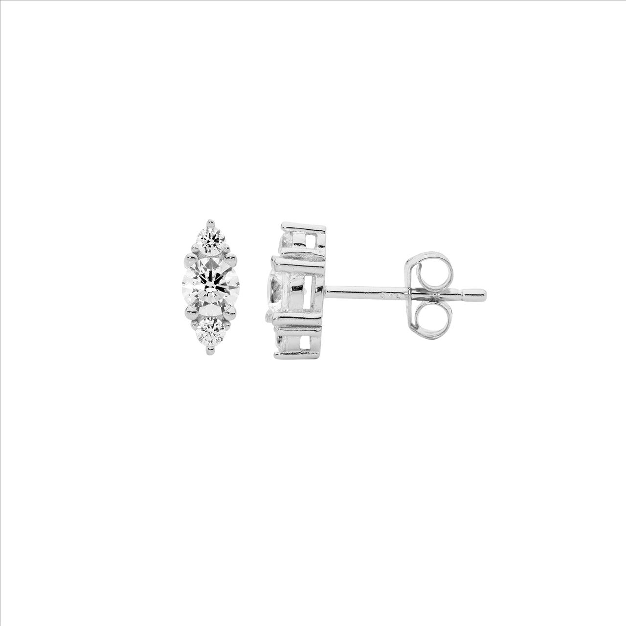 Ellani sterling silver white cubic zirconia stud earrings