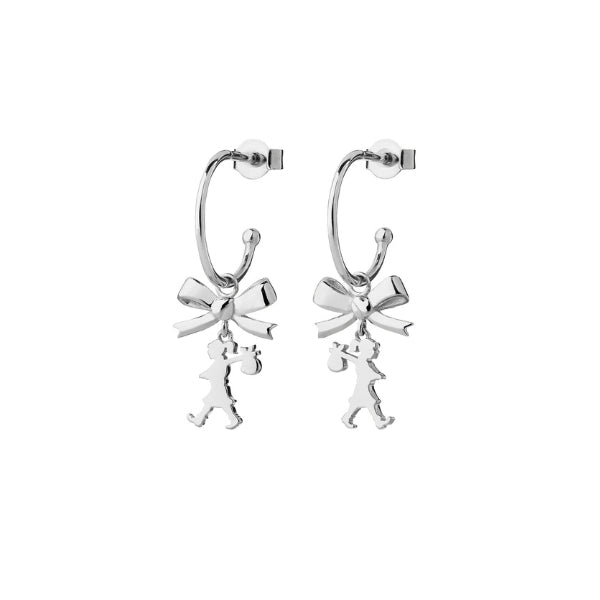 Karen Walker - mini girl with a bow hoops in sterling silver