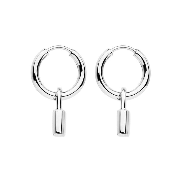 Najo - Love lock huggie earrings with padlock charm in sterling silver