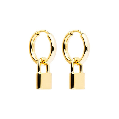 Najo - Love lock huggie earrings in gold plated sterling silver