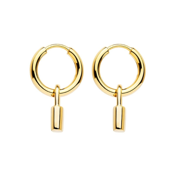 Najo - Love lock huggie earrings in gold plated sterling silver