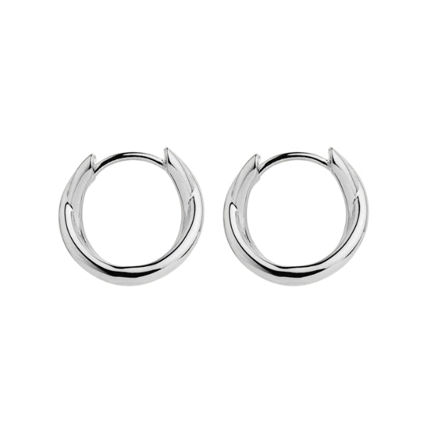 Najo - Silver cross over huggie earrings