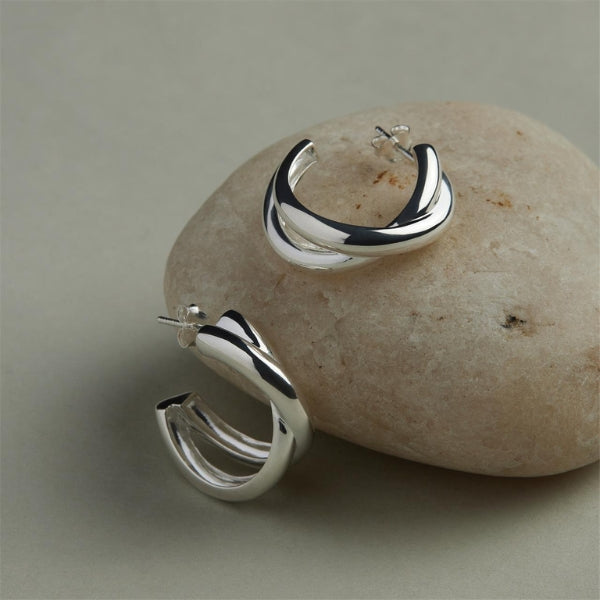 Silver overlapping hoop earrings from Najo