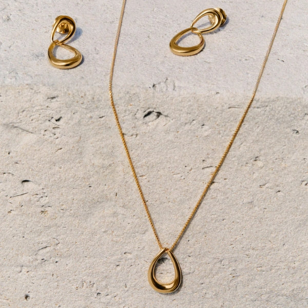 Gold plated silver teardrop stud earrings from Najo