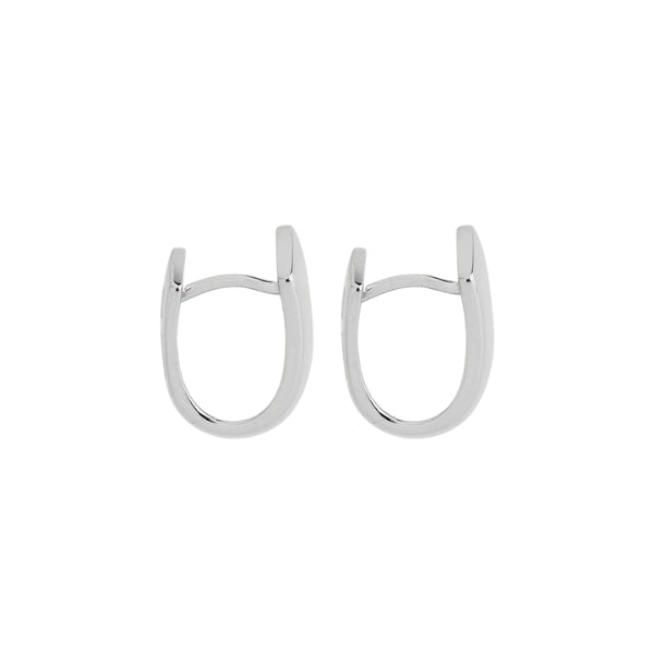 Silver horseshoe huggie earrings from Najo