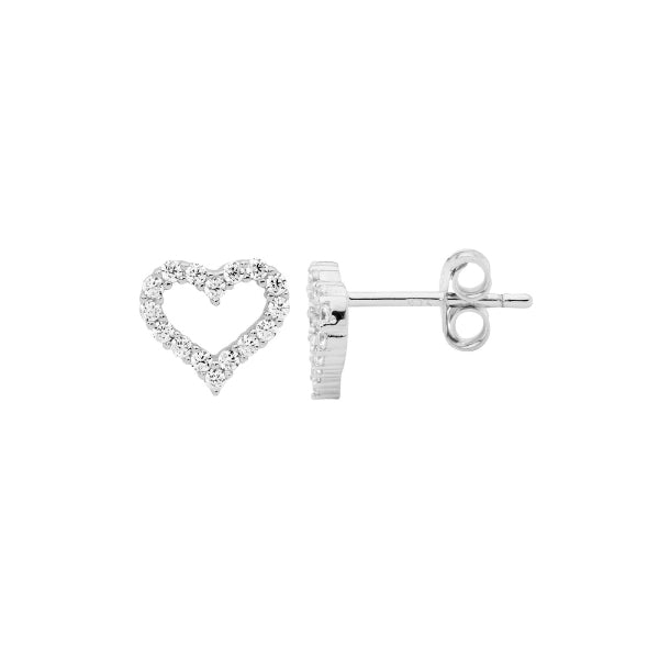 Sterling silver cz heart stud earrings from Ellani