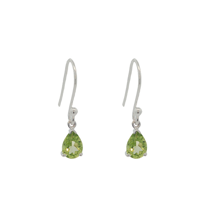 Teardrop peridot drop earrings in sterling silver