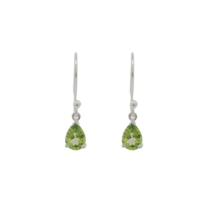 Teardrop peridot drop earrings in sterling silver