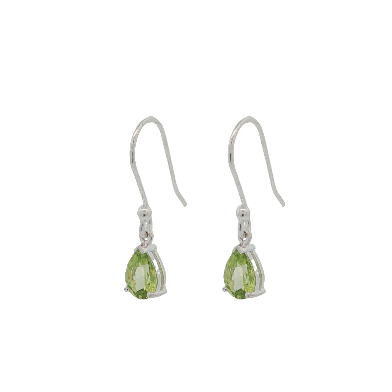 Teardrop peridot drop earrings in sterling silver
