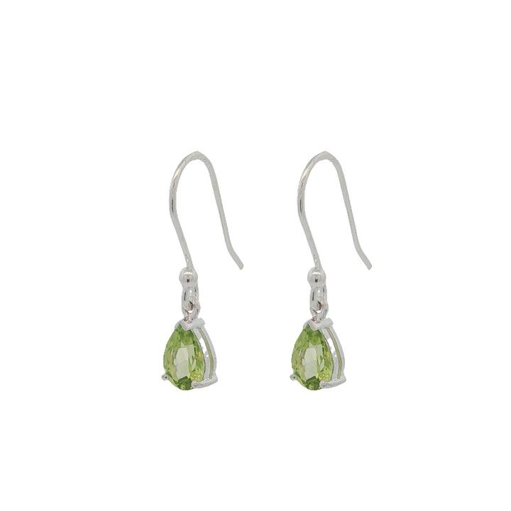 Teardrop peridot drop earrings in sterling silver