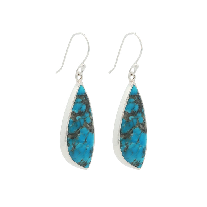 Northern american turquoise drop earrings in sterling silver