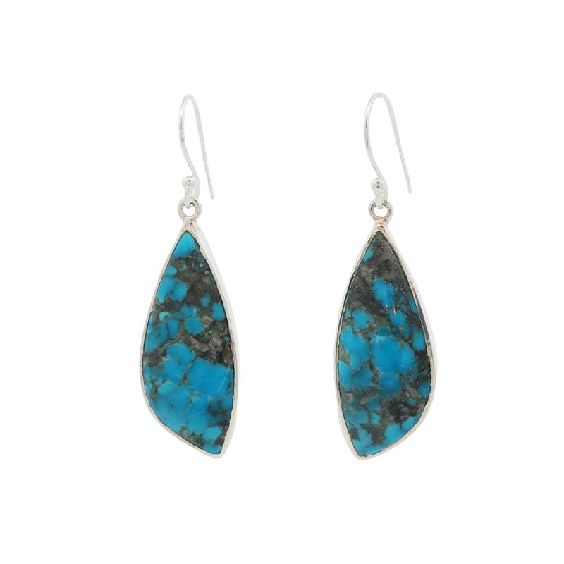 Northern american turquoise drop earrings in sterling silver