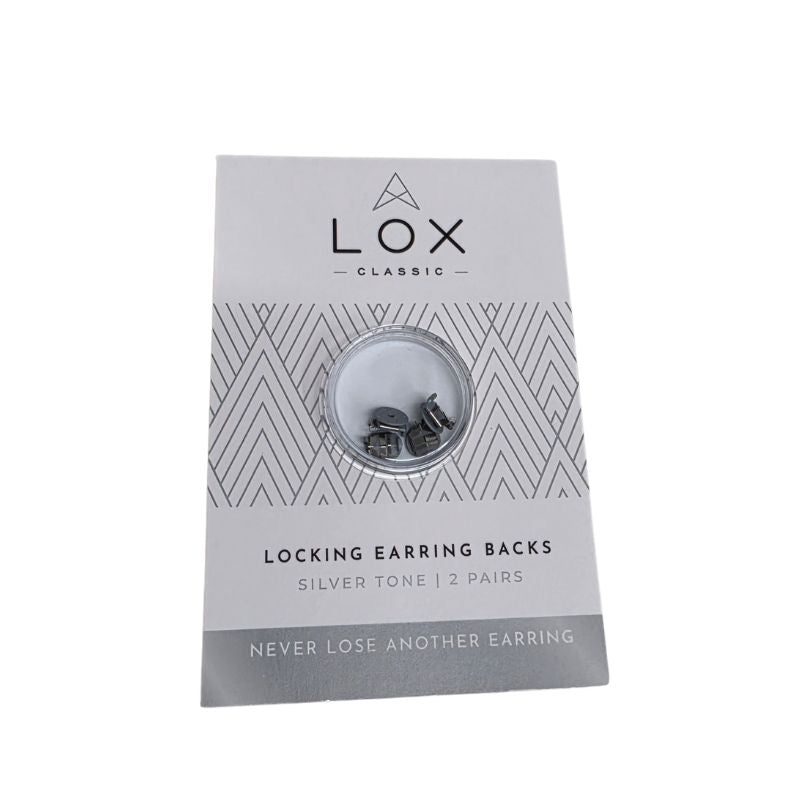 Silver tone LOX locking earring backs