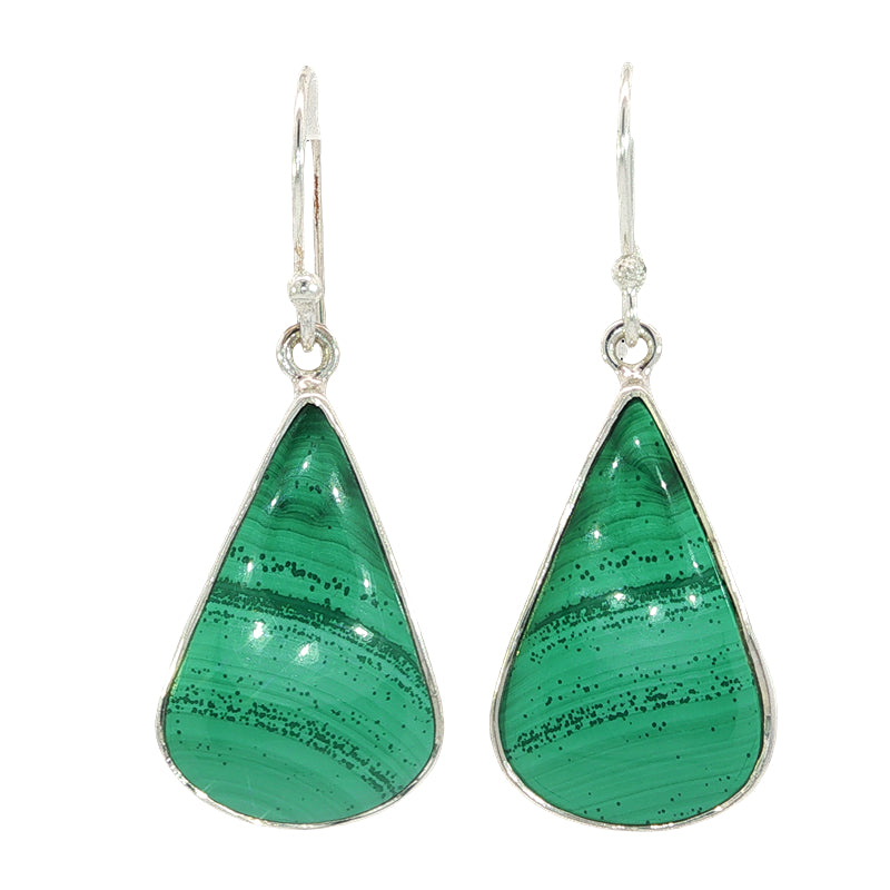 Malachite drop earrings in sterling silver