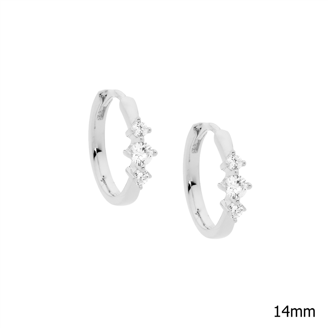 Ellani cz hoop earrings in sterling silver