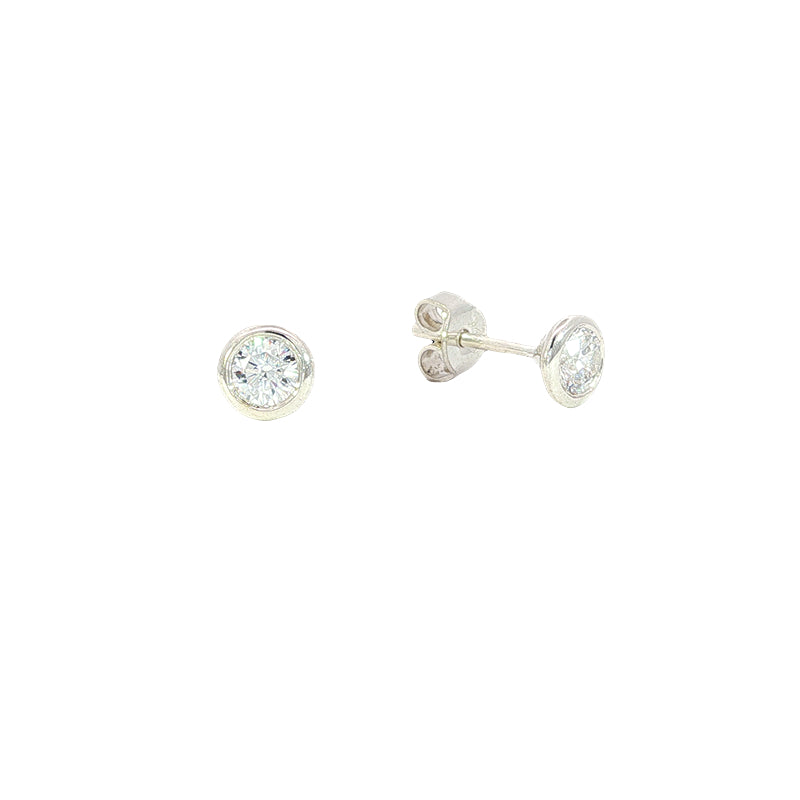Cubic zirconia rubover stud earrings in sterling silver