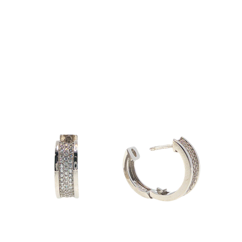 CZ huggie hoop earrings in sterling silver