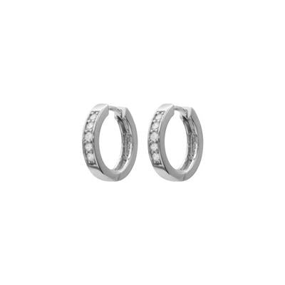 Silver huggie earrings with cubic zirconia