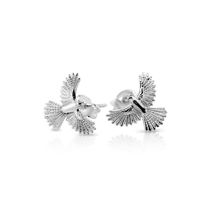 Sterling silver Fantail stud earrings