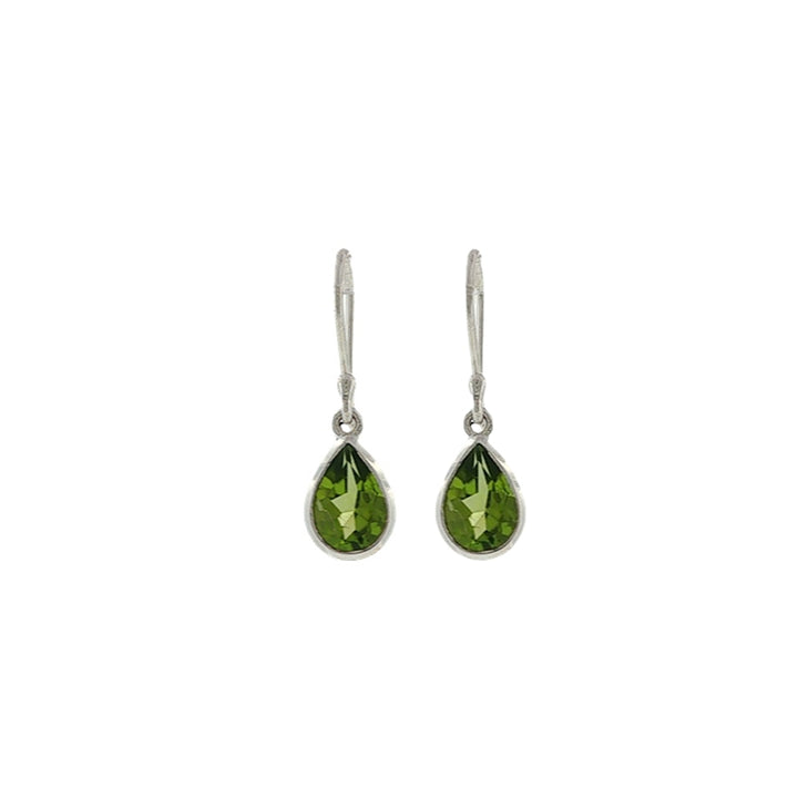 Peridot teardrop hook earrings in sterling silver