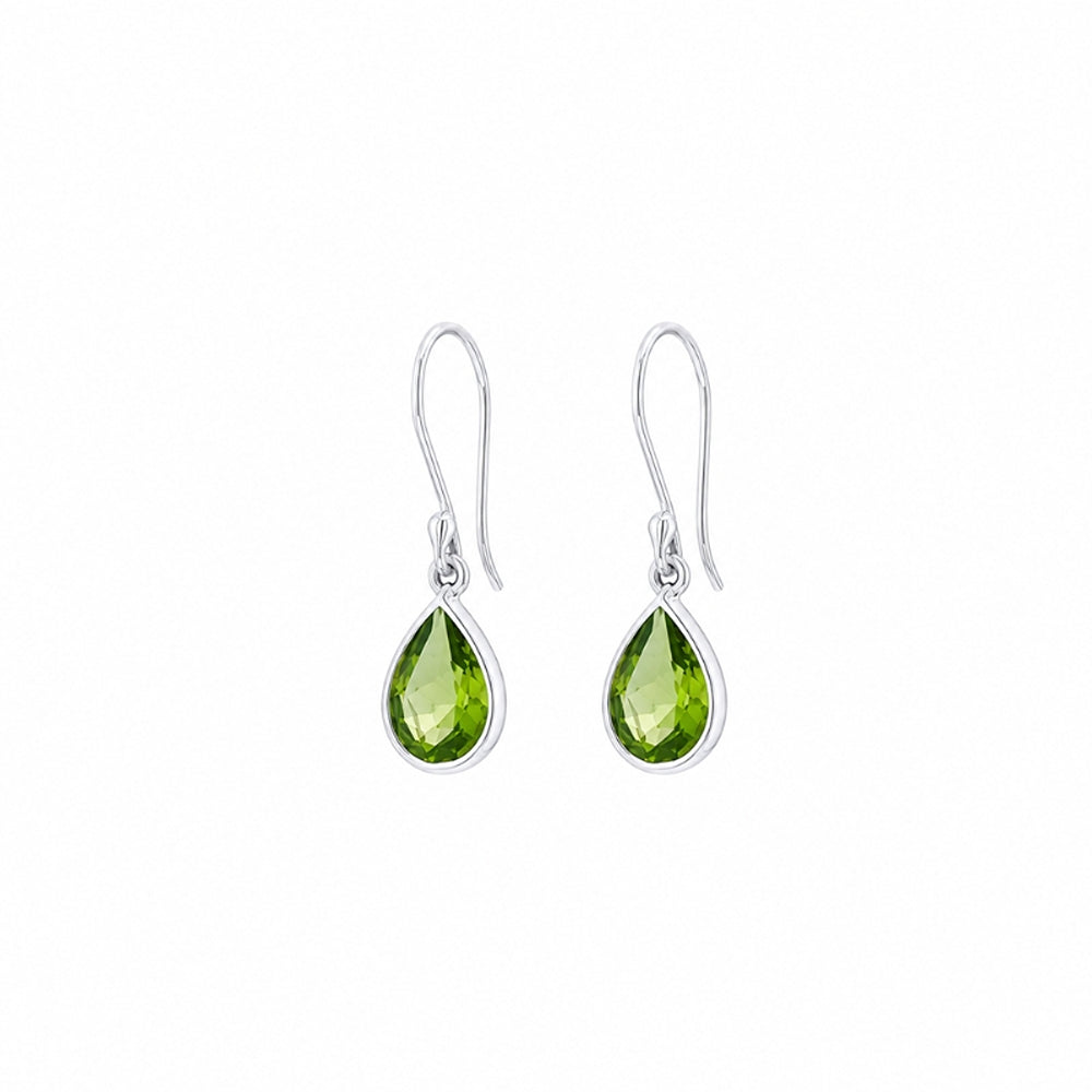 Peridot teardrop hook earrings in sterling silver