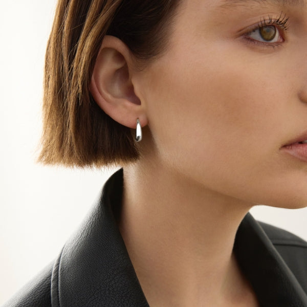 Najo - Tapered hoop earrings with stud fittings in sterling silver
