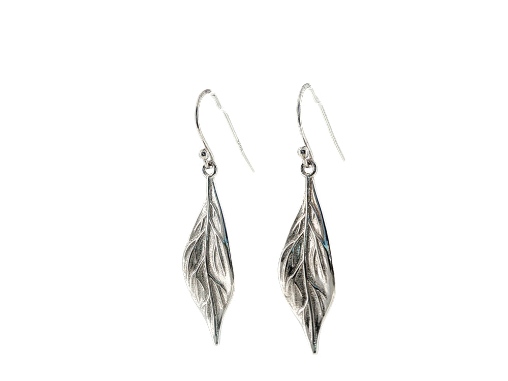 NZ pohutakawa leaf drop earrings in sterlling silver